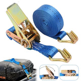 4 Pack Heavy Duty Ratchet Tie Down Straps with Double J-Hooks – 5m x 25mm, 1500kg Breaking Load, Blue