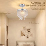 HOMCOM Crystal Ceiling Light with 57 Crystal Strands and Mounting Plate for Hallway & Bedroom – Silver Tone
