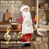 HOMCOM 120cm Animated Singing Chef Santa Claus – Moving Head, Sound and Touch Activated Christmas Decoration