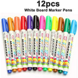 12 Colour Whiteboard Marker Pens – Fast-Drying, Low-Odour, Easy Wipe Dry Erase Markers for Whiteboards
