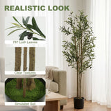 HOMCOM Decorative Artificial Plant, 175 cm Silk Olive Tree with 787 Leaves in Cement Pot, Fake Plant