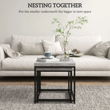 HOMCOM Coffee Table Set of 2 with 3.5cm Thick Tabletop – Square Nest of Tables, Grey