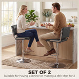 HOMCOM Set of 2 Swivel Bar Stools with Adjustable Height 62–83cm, PU Leather Seats and Backrest, Grey