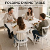 HOMCOM Folding Dining Table with Under-Table Storage – Extendable Kitchen Table for 4, White