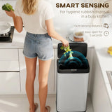 HOMCOM 45L Stainless Steel Sensor Bin with Soft-Close Lid and Removable Inner Bucket – Touchless Kitchen Bin