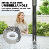 Outsunny 5 Piece Garden Dining Set for 4 – Glass-Top Table with Parasol Hole and Stackable Chairs, Light Grey