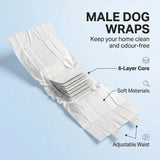 PawHut Disposable Male Dog Nappies, 48 Count with Leakproof 6-Layer Core – Incontinence & Training, Size XS