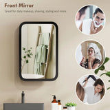 HOMCOM Bathroom Wall Cabinet with Tempered Mirror Door & 3 Shelves – Metal Mirror Cabinet for Bathroom or Hallway, Black