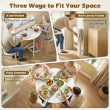 HOMCOM Round Drop Leaf Dining Table – 80cm Folding Kitchen Table for Small Spaces with Steel Frame, White