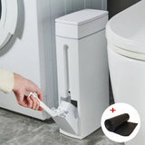 Toilet Brush and Waste Bin Set 2 in1 Bathroom Toilet Holder Brush Slim Trash Can