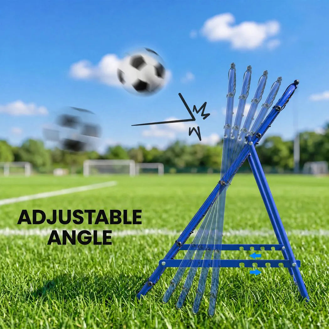 HOMCOM Adjustable Football Rebounder Net with Steel Frame – Kickback Training Target for Teens & Adults, Blue