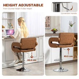 HOMCOM PU Leather Swivel Bar Stool with Back, Armrest and Footrest – Height Adjustable, Brown