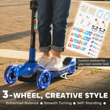 AIYAPLAY Kids Three-Wheel Foldable Electric Scooter with LED Lights, Ages 6–10, Blue