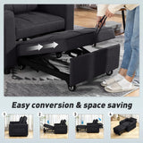 HOMCOM 3-in-1 Single Sofa Bed with Three-Level Back, Cup Holders and Pillow – Convertible Sleeper Chair Bed, Black