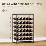 HOMCOM 6 Tier Free Standing Wine Rack for 30 Bottles with Wood-Effect Top, Rustic Brown