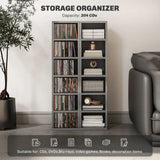 HOMCOM Set of 2 CD Media Tower Shelf Units with Adjustable Shelves, 204 CD Capacity – High Gloss Grey