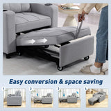HOMCOM 3-in-1 Convertible Single Sofa Bed with Pillow and Cup Holders – Sleeper Chair Bed, Light Grey