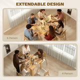 HOMCOM Folding Dining Table for 4-6 – Extendable Drop Leaf Kitchen Table for Small Spaces, Natural