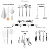 15 Inch Wall Mount Broom and Mop Holder, 3 Racks and 4 Hooks – Stainless Steel Garage Organiser