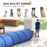 PawHut 500 x 60 cm Dog Agility Tunnel with 6 Pegs and Bag – Foldable, Tear-Resistant Garden Play, Blue