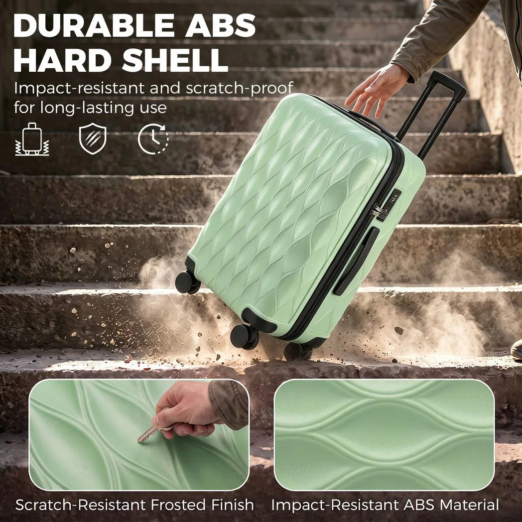 HOMCOM 24 Inch Hard Shell Suitcase with TSA Lock & Spinner Wheels – 64 L ABS Checked Luggage, Green