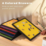 1000-Piece Jigsaw Puzzle Board with 6 Sliding Drawers and Felt Cover – Portable Tilting Stand and Protector, Black