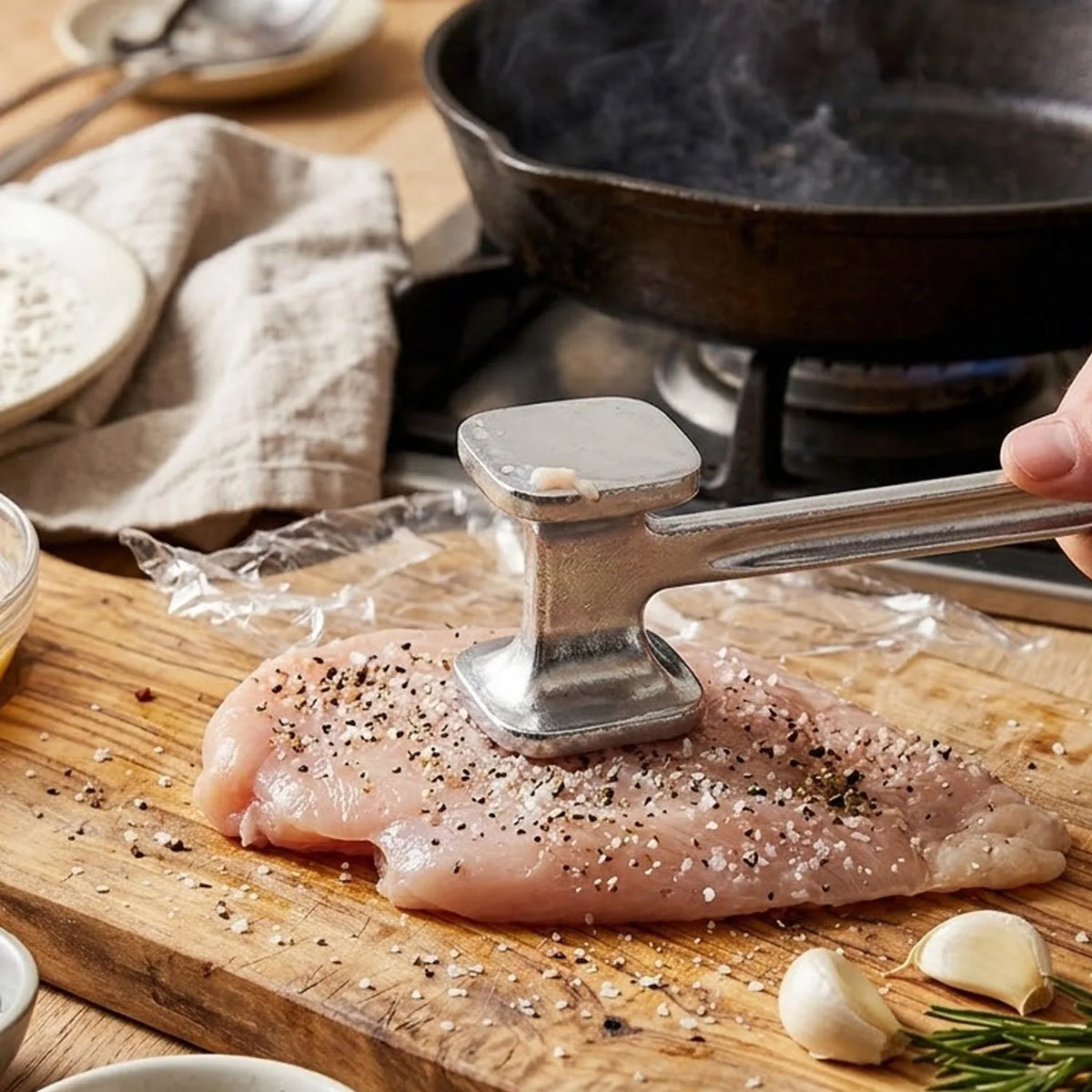 Dual-Sided Meat Mallet Tenderiser, Aluminium Alloy with Ergonomic Handle – Steak, Pork & Chicken Kitchen Hammer