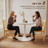 HOMCOM Dining Chairs Set of 2 with Slat Back, Pine Wood Frame – Farmhouse Kitchen Chairs, Natural