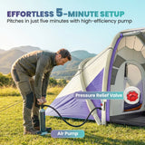 Outsunny Inflatable Tent 2 Bedroom Tunnel Design Windproof Air Tent with Carry Bag for 4 Person