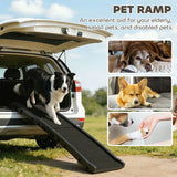 PawHut Foldable Dog Ramp with Frosted Anti-Slip Surface and Guardrails – Portable Car Ramp, 155 x 38.5 x 15.5 cm
