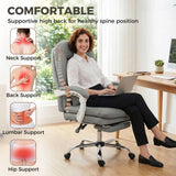 HOMCOM Ergonomic Executive Office Chair with 155° Recline, Lumbar Pillow & Footrest – PU Leather, Grey