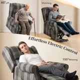 HOMCOM Power Lift Recliner Chair with Vibration Massage and Heat – Electric Riser Chair with Remote, Grey Check