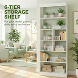 HOMCOM 6-Tier Bookcase with Open Shelves and Cubes, 180 cm Tall Display Shelf with Anti-Tipping Design, White