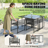 Outsunny 5 Piece Garden Dining Set for 4 with Glass-Top Table & Foldable Backrest Chairs – Patio Set, Light Grey