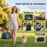 PawHut Soft Dog Crate, 60 x 42 x 43 cm – Foldable Travel Carrier with Removable Pad and Mesh Window, Army Green