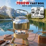 Outsunny 7000W Camping Stove with Piezo Ignition, Carry Bag & 50kg Load Capacity – Foldable Hiking Gas Stove, Khaki
