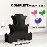 SPORTNOW Hex Dumbbells Set with Rack, 2 x 1kg, 2 x 3kg, 2 x 5kg – Home Gym Hand Weights for Strength Training