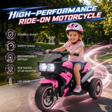 AIYAPLAY Kids Electric 3-Wheel Ride-On Motorbike with Horn, Headlights & Music – Toddler Battery Bike, Pink