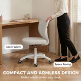 HOMCOM Armless Mesh Office Chair with Adjustable Height & Swivel Wheels – Compact Computer Desk Chair, Grey