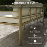 Outsunny 3-Seater Garden Sofa Bench with Cushions, Aluminium Frame, 185 x 66 x 64cm, Cream White