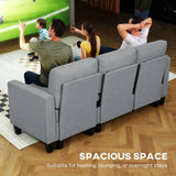 HOMCOM Three-Seater Storage Sofa Bed with Chaise & Linen-Look Upholstery – Fold-Out Sofa Bed, Grey
