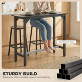HOMCOM Rectangular Bar Table with Marble-Effect Top – Pub Breakfast Table for Small Spaces, Black