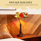 HOMCOM Tiffany-Style Rose and Butterfly Table Lamp – Multi