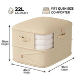 4 Zippered Foldable Clothes Storage Bags with Clear Window & Reinforced Handles – Large Bedding Storage, Beige