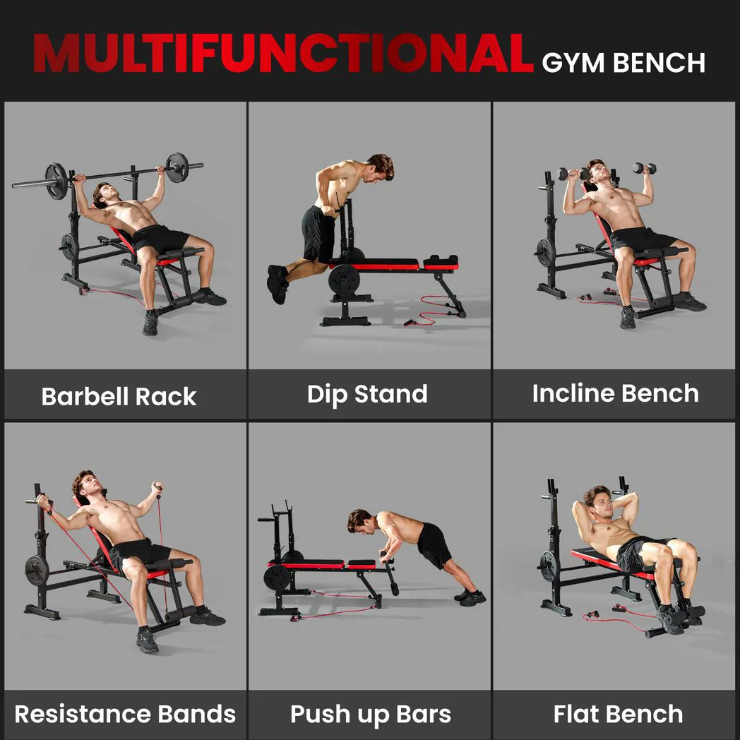 SPORTNOW Adjustable Weight Bench with Squat Rack & Dip Stand – Foldable Home Gym Bench, 420kg Capacity