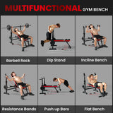 SPORTNOW Adjustable Weight Bench with Squat Rack & Dip Stand – Foldable Home Gym Bench, 420kg Capacity