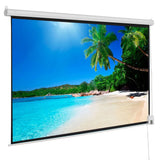 100 Inch Motorized Projector Screen with Remote Control, 16:9 Matte White – Wall & Ceiling Mount, UK 220V