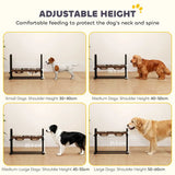 PawHut Raised Dog Bowls with Stand, 4 Adjustable Heights & 3 Angles, 2 x 1.2L Stainless Steel Feeder, Brown