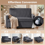 HOMCOM 2 Seater Sofa Bed, 3-in-1 Convertible Pull Out Sleeper with Click-Clack Backrest – Guest Bed, Dark Grey
