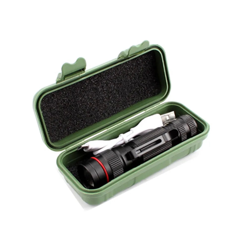 2-Pack USB Rechargeable Mini LED Torches – Adjustable Focus, 3 Lighting Modes, Aluminium, Black